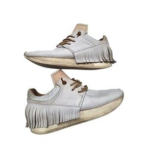 Esse Ut Esse Fringe Sneakers Leather White Tan Women's EU39/8.5 Italian S2